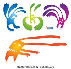 Vector illustration of a cartoon rabbit monsters. Can be easily colored and used in your design. 