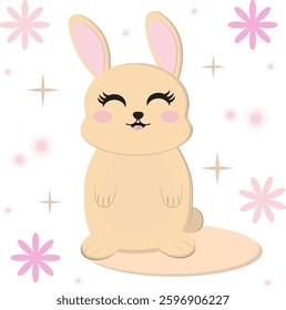 Vector illustration cartoon rabbit on cute background