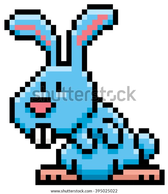 Vector Illustration Cartoon Rabbit Pixel Design เวกเตอร์สต็อก (ปลอดค่า ...
