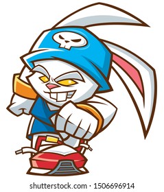 Vector illustration of Cartoon rabbit running
