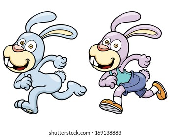 Vector illustration of Cartoon rabbit running