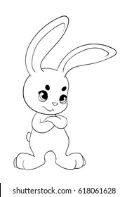 Vector illustration of a cartoon rabbit/bunny - Coloring page
