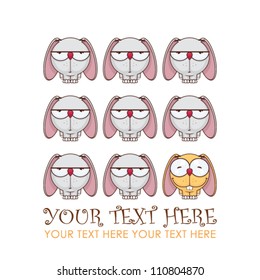 Vector illustration with cartoon rabbits.