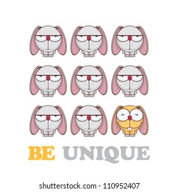 Vector illustration with cartoon rabbits.