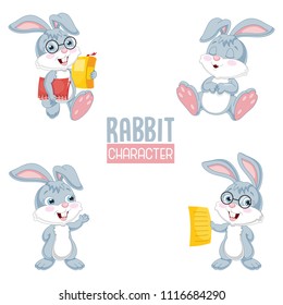 Vector Illustration Of Cartoon Rabbits