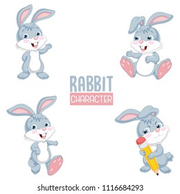 Vector Illustration Of Cartoon Rabbits