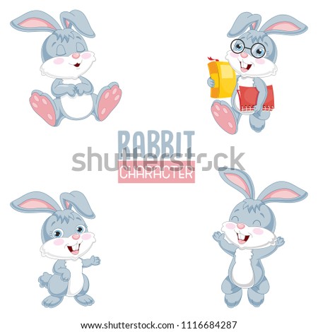 Vector Illustration Of Cartoon Rabbits