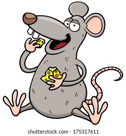 vector illustration of cartoon rat