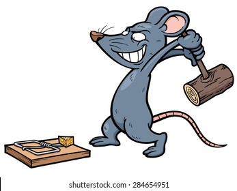 Vector illustration of cartoon rat