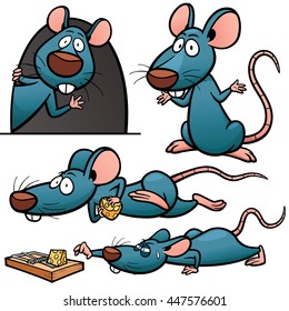 Vector illustration of Cartoon Rat Character Set