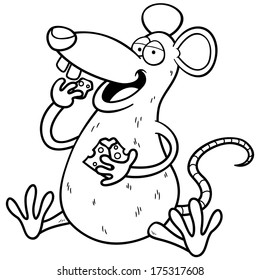 vector illustration of cartoon rat - Coloring book