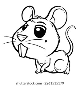 Vector illustration of cartoon Rat - Coloring book for kids