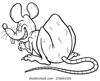 Vector illustration of cartoon Rat - Coloring book