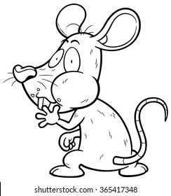 Vector illustration of cartoon Rat - Coloring book for kids