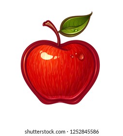 Vector Illustration of a Cartoon Red Apple.