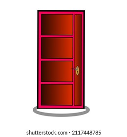 vector illustration of a cartoon red door, isolated on a white background