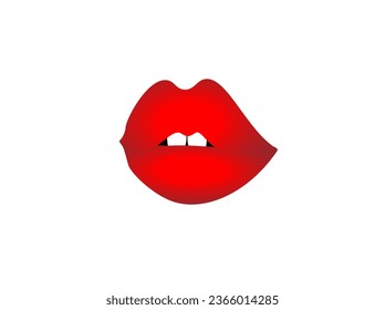 Ilustración vectorial de los labios rojos de dibujos animados sobre un fondo blanco