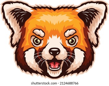 Ilustración vectorial del diseño de la mascota de la cabeza del panda rojo de dibujos animados	