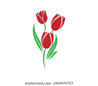 Vector illustration of cartoon red tulips
