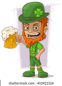 A vector illustration of cartoon redhead bavarian leprechaun