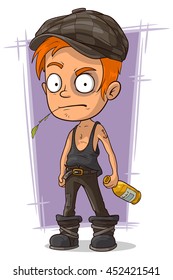 A vector illustration of cartoon redhead hooligan with bruise