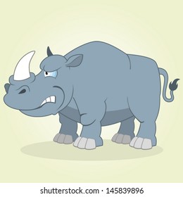 Vector Illustration of Cartoon Rhino