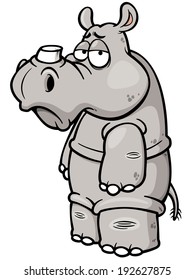 Vector illustration of Cartoon rhino