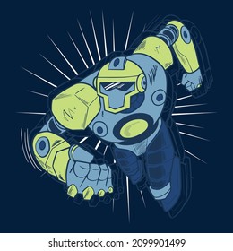 Vector illustration of cartoon robot. For boys t-shirt.