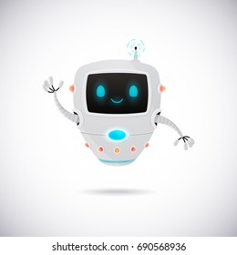 Vector illustration, cartoon robot character.  Friendly modern robot.