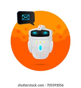 Vector illustration, cartoon robot character.  Friendly nice robot.