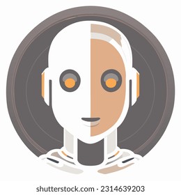 Vector illustration of a cartoon robot with headphones on a white background.
