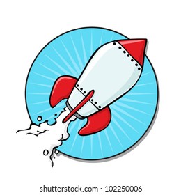 Vector illustration of cartoon rocket.