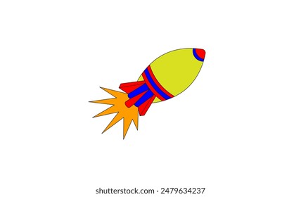 Vector illustration of a cartoon rocket in flight