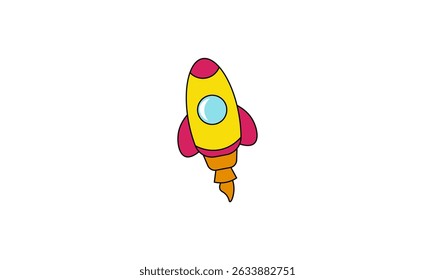 Vector illustration of a cartoon rocket in flight