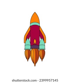 Vektorgrafik einer Cartoon-Rakete auf weißem Hintergrund