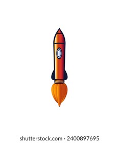 Vector illustration of a cartoon rocket on a white background