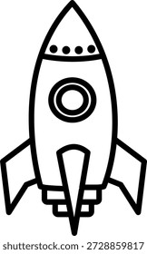 Ilustración vectorial de un cohete de dibujos animados. diseño de Vector simple. diseño plano.