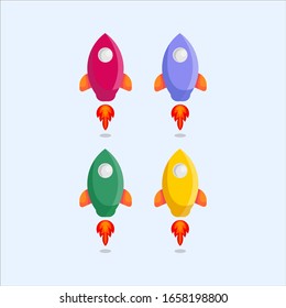 vector illustration Cartoon rocket space take off 