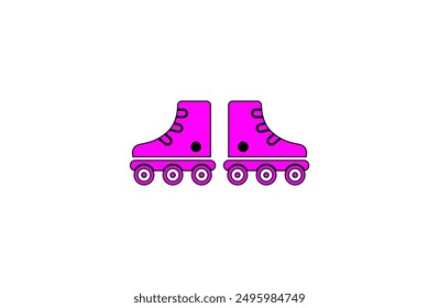 Vector illustration of cartoon roller skates on white background
