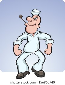 Vector illustration of cartoon sailor. Easy-edit layered vector EPS10 file scalable to any size without quality loss. High resolution raster JPG file is included.