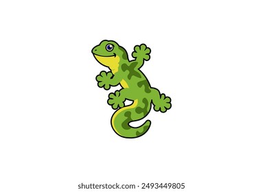 Vector illustration of a cartoon salamander lizard in green color