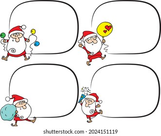 Vector illustration cartoon Santa Claus Merry Christmas card action series

