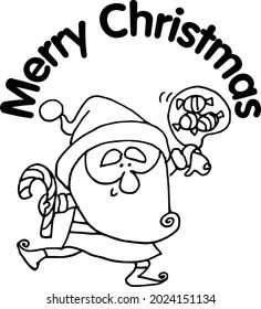 Vector illustration cartoon Santa Claus Merry Christmas card action series

