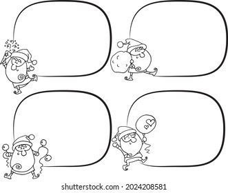 Vector illustration cartoon Santa Claus Merry Christmas card action series border frame