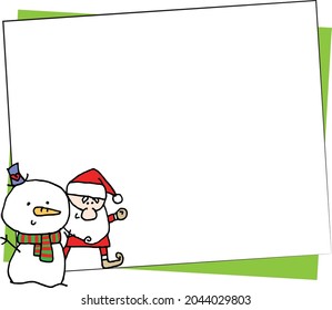 Vector illustration cartoon Santa Claus snowman Christmas card frame series