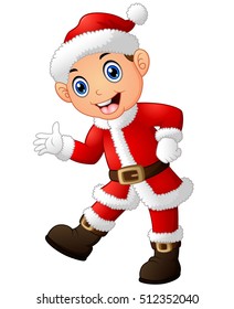 Vector illustration of Cartoon Santa presenting