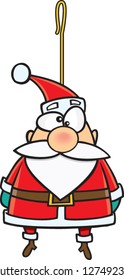 A vector illustration of cartoon Santa tree ornament