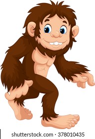 Vector illustration of cartoon Sasquatch Walking 