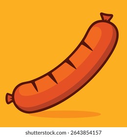 Vector illustration of a cartoon sausage with cut marks. Great for food-related designs, cooking content, and restaurant graphics.


