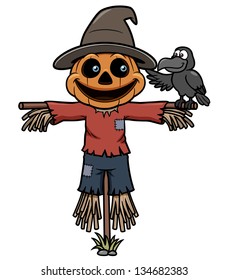Vector illustration of Cartoon scarecrow